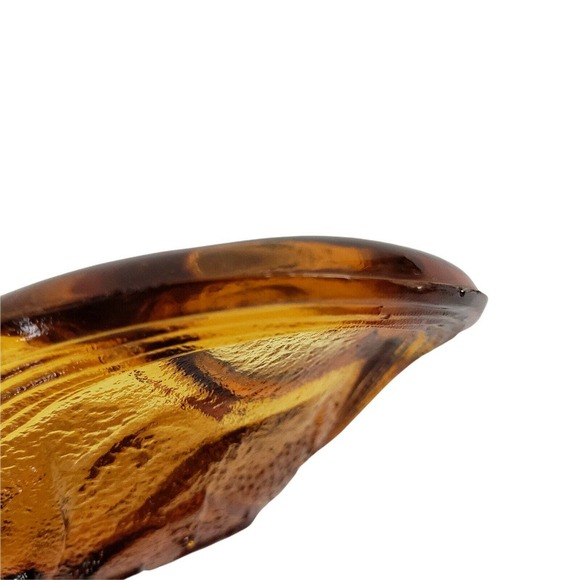 Vintage Amber Gold Opalescent Glass Oval Sunflower Bowl Relish Nut Candy Dish - Picture 6 of 10